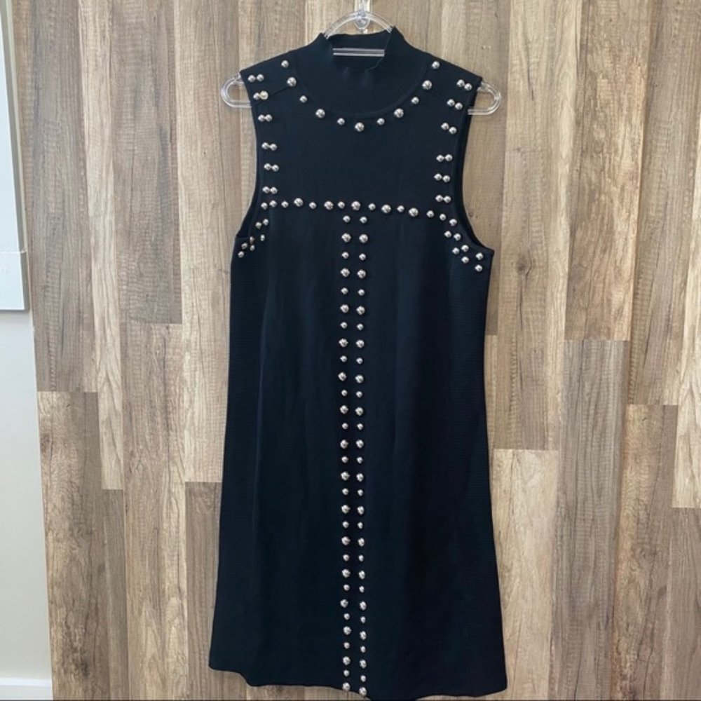 INC Mock Turtleneck Black Sleeveless Dress  with Silver Studs - XXL - Picture 9 of 13